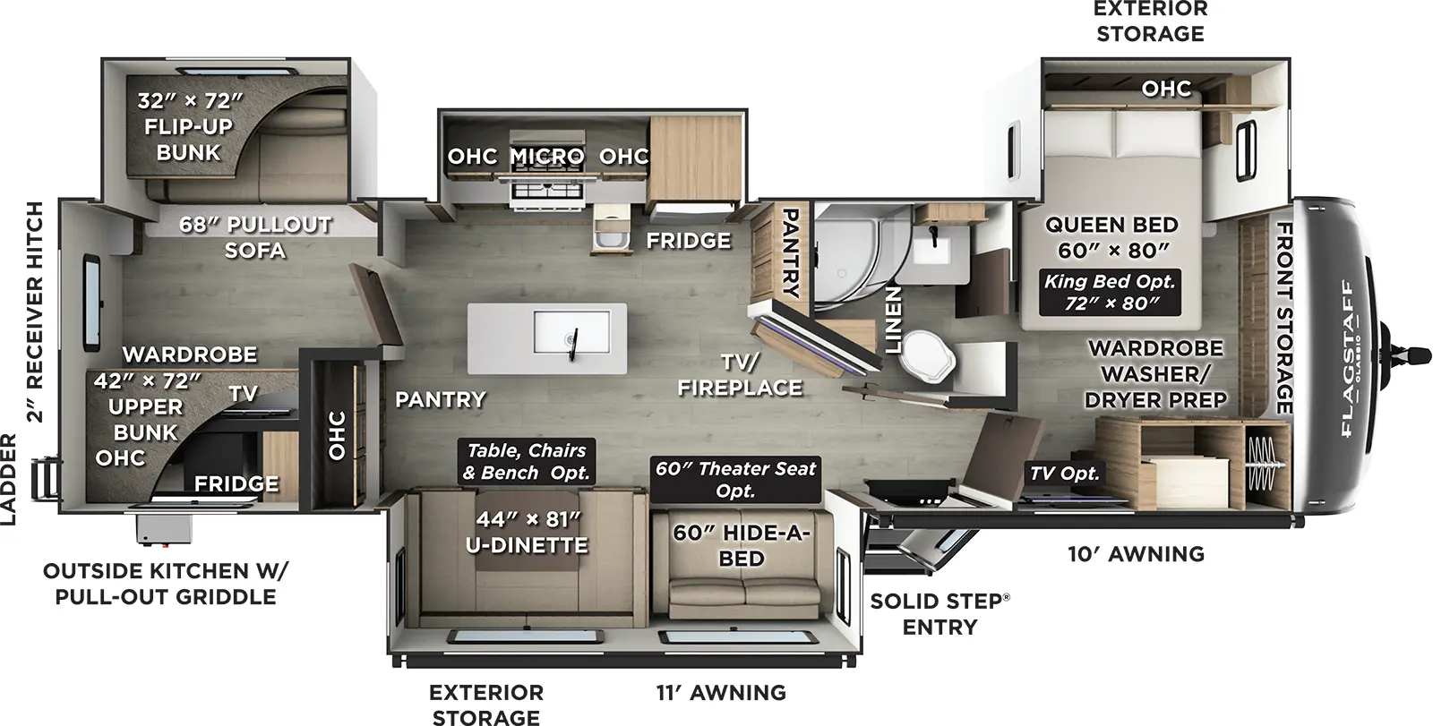 Flagstaff Classic Travel Trailers 832BWS Floorplan